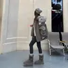 Primer Encuentro Ji Grey Botas de Nieve para Mujer 2025 Invierno Nuevo Estilo Suela Gruesa Altura Aumentada Más Terciopelo Engrosado Botas Largas Zapatos de Algodón para Nieve