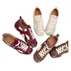 Outono 2024 Novo Couro Genuíno Design de Nicho Combinação de Cores Retrô Vinho Tinto Treinamento Alemão Sapatos Forrest Gump Sapatos Esportivos Casuais Versáteis
