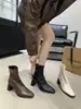 Botines Gruesos para Mujer, Nuevo Estilo Otoño e Invierno 2026, Botas de Piel Suave, Tacones Cuadrados Altos, Botas tipo Martin, Botas Adelgazantes que Hacen los Pies Parecer Más Pequeños