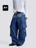 Pantalones de Trabajo Retro Americano con Múltiples Bolsillos para Hombre y Mujer Cintura Elástica Diseño Estilo Calle Estampado de Letras Pantalones Holgados de Secado Rápido