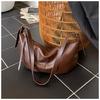 Bolsa de Design de Nicho Transfronteiriça Feminina Grande Capacidade Nova Outono e Inverno 2025 Bolsa Transversal de Ombro Único Texturizada Bolsa Dumpling
