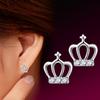 Pendientes de Plata de Ley 925 con Forma de Corona Cruzada Europeos y Americanos para Mujer, Populares Pendientes de Plata con Circonita de Pequeña Princesa Fabricante