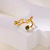 Europa y Estados Unidos transfronterizo exquisito anillo de flor con incrustaciones de circón verde para mujer 2025 nuevo anillo retro de alta calidad al por mayor