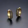 Brincos de Zircônia Microincrustada Jinse Nova Moda Hip-Hop Simples em Formato C Brincos Masculinos Cobre Incrustado com Zircônia Colorida