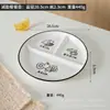 Prato de Refeição Compartimentado para Redução de Gordura para Mesa de Café da Manhã em Casa, Prato de Cerâmica Infantil para Controle de Porções de Perda de Peso, Prato de Refeição 211 com Três Compartimentos para Adultos