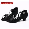 Sapatos de dança latina para adultos, pretos, salto baixo redondo, sola de couro, atacado profissional de sapatos de dança latina para adultos