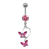 Novo Anel de Umbigo Colorido com Zircônia Aço Inoxidável Ponta Dupla Coração Strass Piercing de Umbigo Body Piercing Anel de Mamilo 24H em Estoque