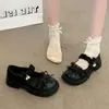Sapatos de couro estilo academia com laço de ballet francês para mulheres, novo modelo primavera e outono 2026, sapatos Mary Jane de sola grossa, estilo japonês