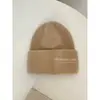 Gorro de punto de pelo de conejo color dopamina de doble inin para mujer, estilo holgado que estiliza el rostro, gorro cálido para cubrir la cabeza