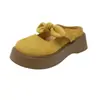 Chinelos Baotou Femininos Sapatos Preguiçosos para Exterior 2026 Verão Novo Laço Gentil Francês Slip-on Semiabertos Sapatos Individuais