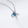 Collar de Espuma Azul Lágrimas de Sirena Estilo Coreano Celebridad de Internet Elegante Cadena para Clavícula Colgante Distintivo de Cola de Pez para Estudiante