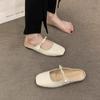 Sandálias Fada Estilo Francês Slip-On para Mulheres 2025 Verão Rasteirinhas de Sola Reta Pequena Fragrante Mary Jane Bico Meias Chinelos