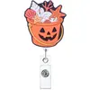 Cráneo de Halloween de Dibujos Animados Hebilla Retráctil de PVC Hebilla Desplegable Etiqueta de Nombre Creativa Colgante DIY Clip de Insignia Divertido Soporte para Tarjetas Hebilla
