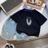 Ropa de Verano Atractiva para Niños 2025 Nuevo Estilo de Verano Camiseta de Manga Corta con Estampado de Alas para Niños Conjunto de Dos Piezas 1 Traje de Bebé