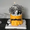 Decoração de Bolo de Halloween 2025 Cartão Acrílico de Halloween Teia de Aranha Filhote de Diabo Gato Ornamentos