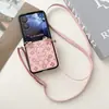 Capa de Urso de Desenho Animado Adequada para Celular Xiaomi Mix Flip 2, Xiaomi Mix Flip Dobrável com Alça, Design Simples