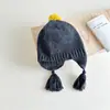 Gorro de Lana para Niños Otoño e Invierno Retro Bola de Pelo Gorro de Punto Pullover para Niños y Niñas Cálido Protección para Orejas al Aire Libre Gorro con Borla