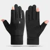 Guantes de Ciclismo para Hombre Pantalla Táctil Forro Polar de Invierno Cálidos Antideslizantes para Conducir Fuga Dos Dedos Motocicleta Guantes de Invierno para Pesca