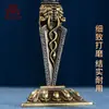 Adornos de Bronce Viejo Tallado Antiguo con Base, de Cinco Hilos, "Pines Rey Kong Puba de Tres Caras"