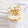 Anillos para Uñas de Circonita de Cobre Transfronterizos, Anillos Exquisitos de Arte para Uñas de Estilo Abierto con Caballo de Mar, Estrella de Mar, Tortuga, Delfín Completamente Incrustados
