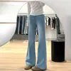 Calça Jeans Micro-Lam Azul Claro Feminina Verão Tendência Versátil Lançamento Tamanho Grande Menina Cheinha Cintura Alta Modeladora Calça Ferradura