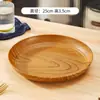 Bandeja Redonda com Textura de Madeira para Uso Doméstico, Prato Simples para Jantar, Bandeja de Plástico de Alta Qualidade com Bom Acabamento, Bandeja de Chá, Bandeja para Frutas e Sobremesas