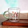 Caneca de café com padrão do Papai Noel, alça colorida com glitter, caneca de Natal, copo de água de vidro, caneca de leite, caneca de suco, caneca de chá verde