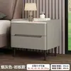 Mesa de cabeceira de madeira maciça para uso doméstico, luxo leve, quarto pequeno, alta qualidade, simples, moderno, modelo novo, armazenamento em couro, painel de rocha