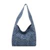 Bolso de Lona Estampado de Leopardo para Mujer 2025 Nuevo de Moda Suave Gran Capacidad Bolso Tote Estilo Perezoso Artístico Versátil Bolso de Hombro