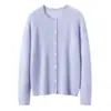 75% Cachemira 25% Seda de Morera Cárdigan de Cachemira con Cuello Redondo para Mujer Mujer 26 Otoño Invierno Nueva Moda Capa Base Ropa de Abrigo