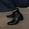 Botines cortos de cuero de vaca de primera capa con diseño brogue tallado, elegantes y con estilo, para ir al trabajo, de corte ajustado, con cremallera trasera y tacón medio grueso.