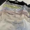Guangzhou Ruiyi Seda de Gelo + Algodão Decote U Super Emagrecedor! Camiseta Feminina Minimalista de Manga Curta Algodão Qualidade R*S Treze Linhas