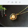 Colar auspicioso de prata pura com jade Hetian, prata 925 incrustada com jade, joia de prata, Luz de Buda brilha, Buda fofo, pingente antigo
