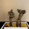 Escultura de talla de cobre de orangután de fitness de diamante de cobre puro, decoración de pasillo, sala de estar, animal, decoración de escritorio, artesanías, regalo
