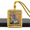 Colgante Thangka Dorado Semi-Pintado a Mano, Ocho Budas Guardianes, Colgante Thangka del Buda del Nacimiento, Collar Thangka Portátil al por Mayor