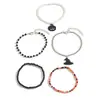 Moda Europea y Americana Transfronteriza Halloween Calabaza Sombrero de Bruja Aleación Colgante 5 Metal Vidrio Pulsera Elástica Set