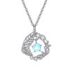 Colar de prata esterlina S925 com eucalipto azul e pássaro, design de nicho explosivo de luxo leve para mulheres, presente de aniversário de alta qualidade para namorada