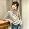 Camiseta de Manga Larga para Niña Estilo Coreano Otoño/Invierno Top Rayado Capa Base Ropa Interior Térmica Cepillada Elegante para Niña
