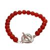 Joyería de comercio exterior plateada 8MM imitación ágata roja pulsera tiembla pequeño libro rojo en línea pulsera roja en stock al por mayor