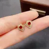 Aretes de Rubí Natural Transfronterizos para Mujer, Accesorios de Nicho de Alta Gama, Joyería de Plata 925, Tamaño 3*4, Venta Directa de Fábrica