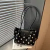 Bolsa de Ombro Única com Bolinhas de Grande Capacidade Estilo Coreano Ins Bolsa de Axila Fashionable Chic Nicho Retro Bolsa para o Dia a Dia com Bloco de Cores Francês