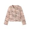 ShengduPrimavera e Outono Novo Estilo Socialite Francês Marca C Jaqueta Curta de Lã Tricotada Tweed para Mulheres