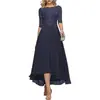 Amazon AliExpress Vestido de Noche Europeo y Americano Comercio Exterior Chifón Encaje Elegante Manga Media Multicolor Talla Grande Vestido de Noche Vestido de Graduación