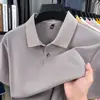 Camisa Polo de Algodón Piqué Fina y Transpirable para Hombre en Verano para Papás de Mediana Edad, Camiseta de Manga Corta de Color Sólido con Cuello Campana para Negocios Casual