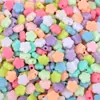 Contas Soltas de Acrílico Cor Pura Flor de Cinco Pétalas Coração Estrela de Cinco Pontas com Furo Pulseira de Miçangas Feita à Mão Acessórios para Joias DIY