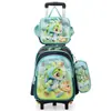 Mochila Escolar de Cuero 3D de Arrastre Juego de Tres Piezas Mochila de Arrastre Infantil de Dibujos Animados Bolsa de Almuerzo Venta Directa de Fábrica