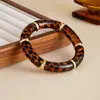 Joyería Transfronteriza Europea y Americana, Pulsera Elástica Geométrica de Acrílico Difuminado Retro, Pulsera de Bambú con Estampado de Leopardo de Moda