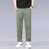 Calça Casual Masculina 2025 Nova de Algodão com Gelo Elástico, Calça Reta Solta Levemente Afunilada, Estilo Fino de Verão para Homens