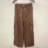 Pantalones Cargo Versátiles de Corte Holgado Transfronterizos de Amazon para Mujer, Pantalones Largos Multibolsillos de Corte Entallado a la Moda