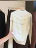 Suéter de Punto con Volantes de Cuello Alto y Pedrería para Mujer, Manga Larga, Nueva Llegada de Otoño, Capa Base Elegante, Suéter Interior Suave y Acogedor